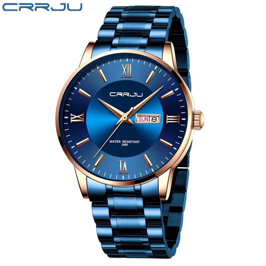 CRRJU Herren Uhr – Edelstahl-Quarzuhr mit Datumsanzeige – Ansicht 2