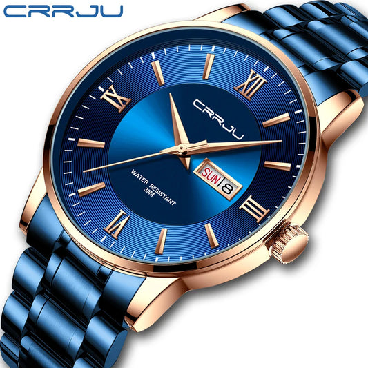 CRRJU Herren Uhr – Edelstahl-Quarzuhr mit Datumsanzeige – Ansicht 1