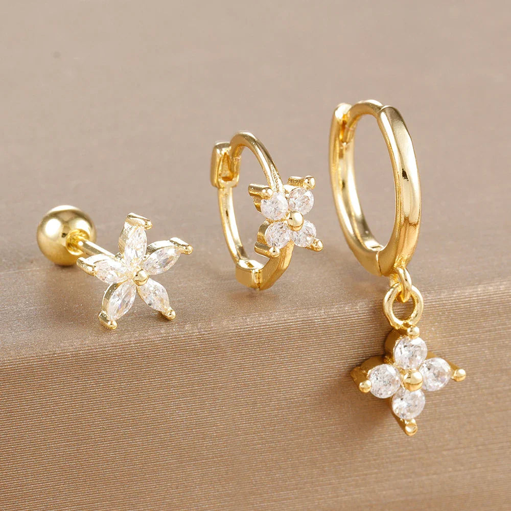 10er Ohrring Edelstahl-Piercing-Set mit buntem Zirkonia – Ansicht 10
