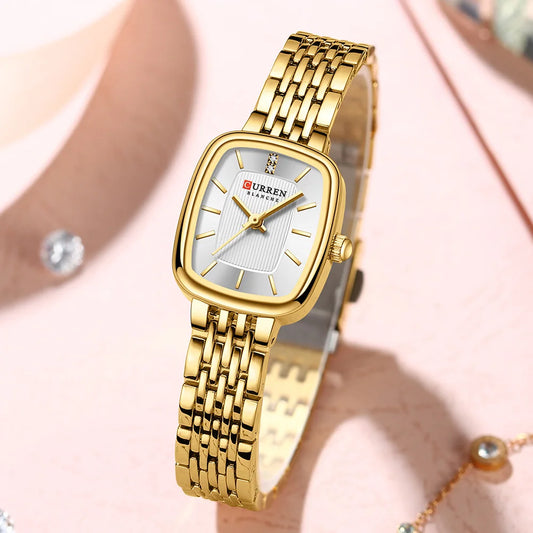 Edle Damen Armbanduhr Edelstahl Analog Quarz – Ansicht 1