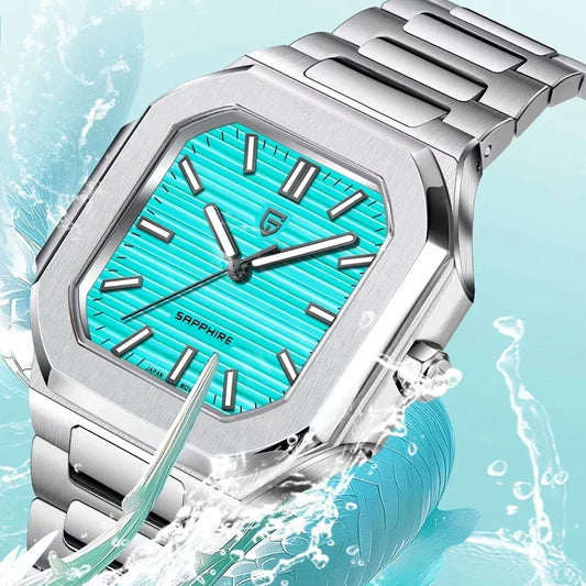 PAGANI DESIGN Herren Uhr – Eckige Quarzuhr mit Edelstahl – Ansicht 1