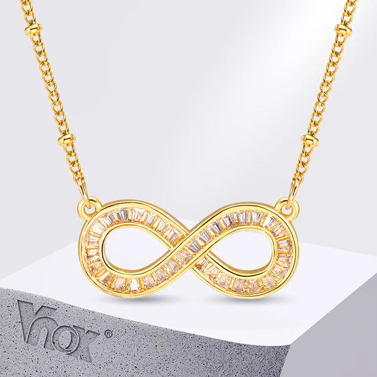 Infinity Halskette mit Zirkonia aus Edelstahl – Ansicht 1