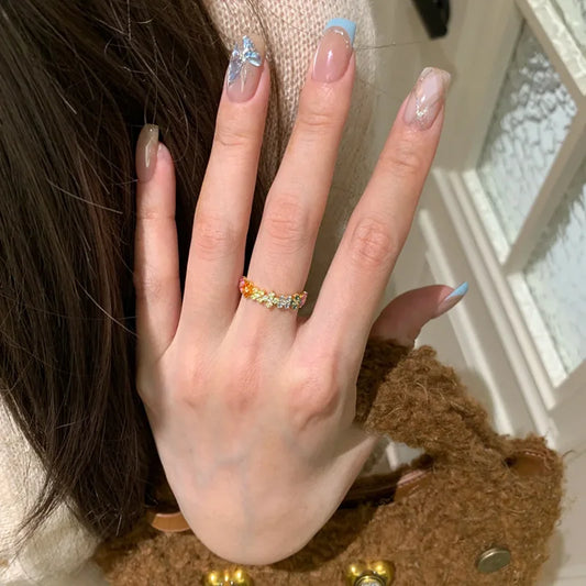 Ring mit Blume, versilbert – Ansicht 2
