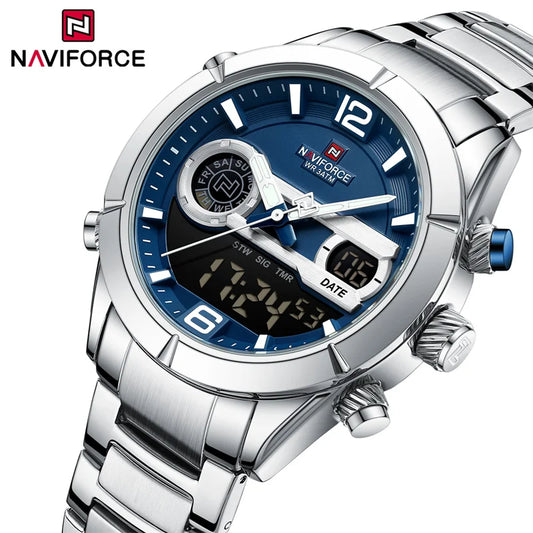 NAVIFORCE Herren Sportuhr mit Dual Display und Alarm – Wasserfeste Quarzuhr – Ansicht 1