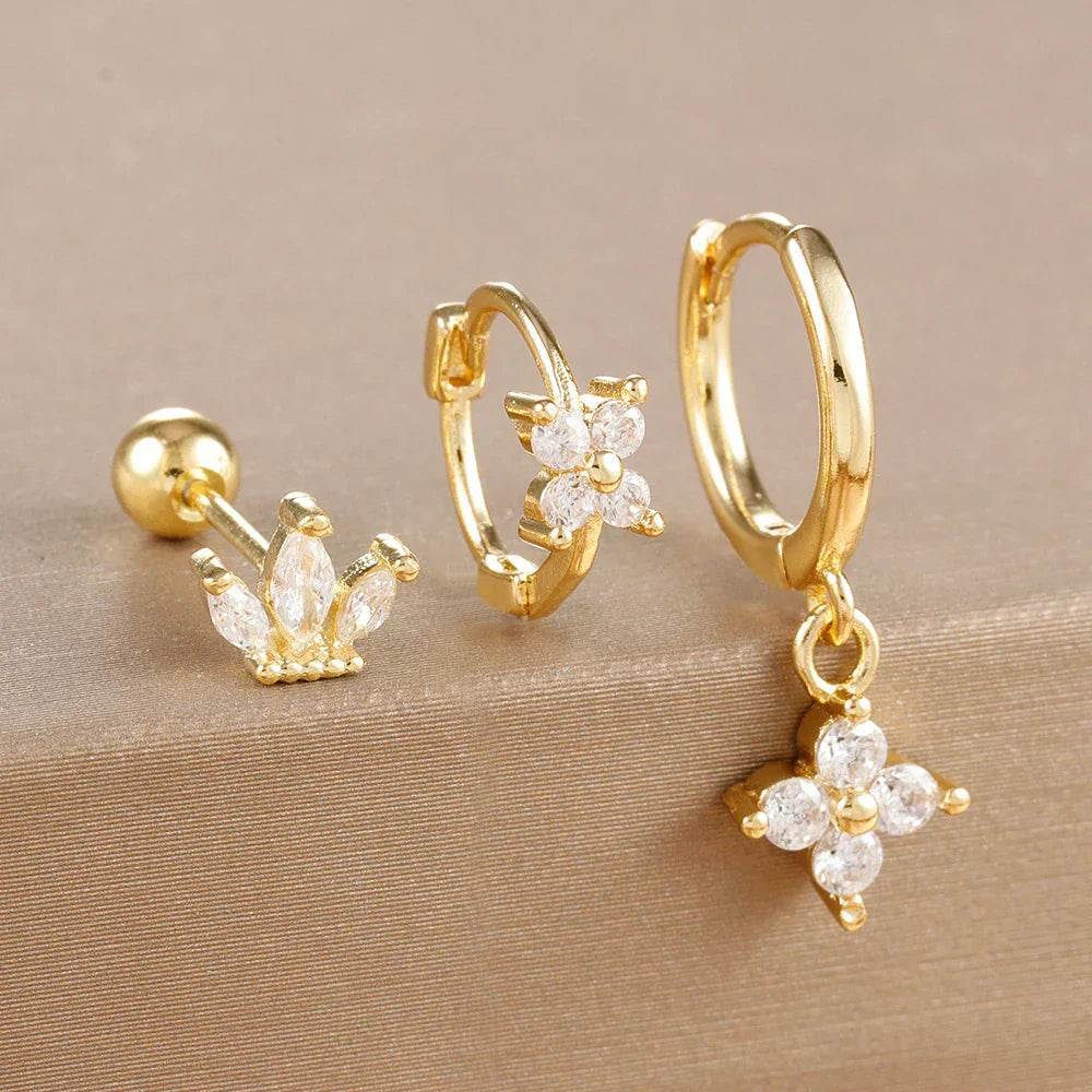10er Ohrring Edelstahl-Piercing-Set mit buntem Zirkonia – Ansicht 11