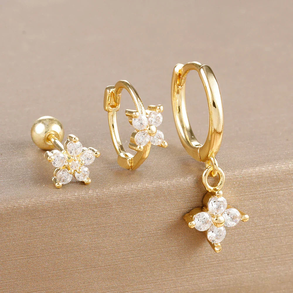 10er Ohrring Edelstahl-Piercing-Set mit buntem Zirkonia – Ansicht 3