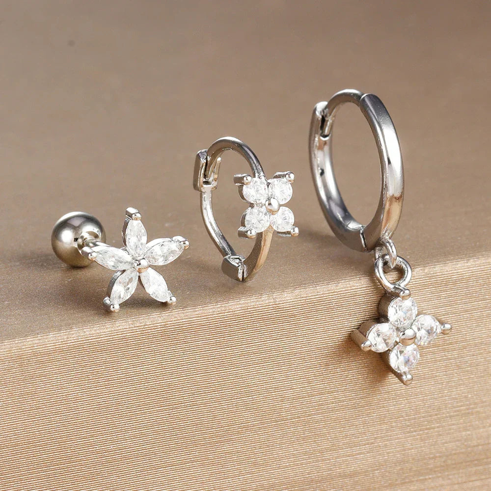 10er Ohrring Edelstahl-Piercing-Set mit buntem Zirkonia – Ansicht 6