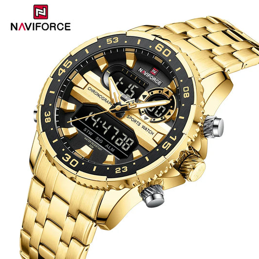 NAVIFORCE Herren Sportuhr mit Dual Display – Wasserfeste Quarzuhr – Ansicht 1