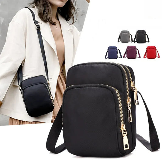Kompakte Crossbody Tasche Lederoptik Reißverschluss – Ansicht 1
