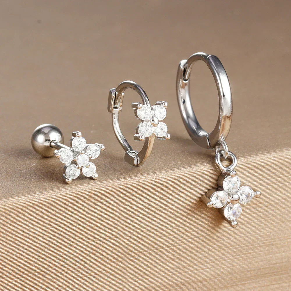 10er Ohrring Edelstahl-Piercing-Set mit buntem Zirkonia – Ansicht 2