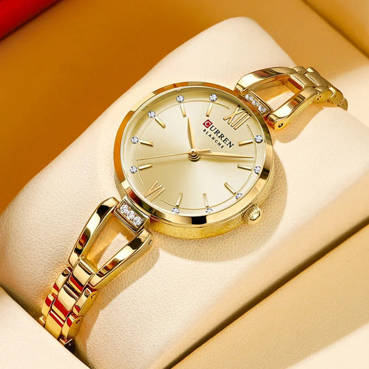 Edle Damen Armbanduhr Edelstahl Analog Quarz – Ansicht 1