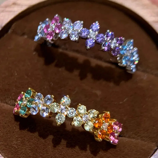 Ring mit Blume, versilbert – Ansicht 1