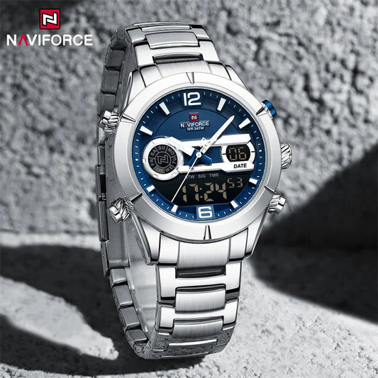 NAVIFORCE Herren Sportuhr mit Dual Display und Alarm – Wasserfeste Quarzuhr – Ansicht 2
