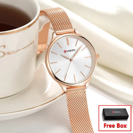 Schicke Damen Armbanduhr Edelstahl Analog Quarz – Ansicht 1